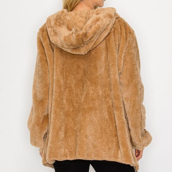 NEW Boutique Hooded Teddy Jacket Cozy Sherpa Fleece Weekend Furry Soft Warm Pink - Picture 6 of 6